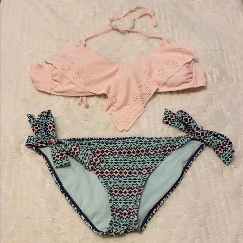 Small Ninety Six Degrees Aztec Blush Teal Bikini